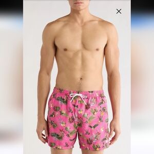 BOSS Piranha Swim Trunks Shorts Tropical Pink Size L